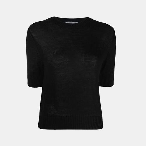 (여성)질샌더 23SS 블랙 니트 반팔 티셔츠 J40GP0046 J14524 001