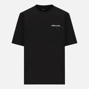 (남성) 펜디 24SS 자수 로고 블랙 티셔츠 FY0936AR6W F0QA1