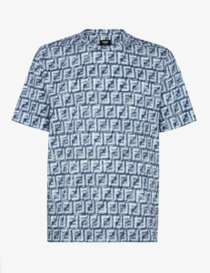(남성) 펜디 24SS 블루 FF 코튼 티셔츠 FY0936 AR79 F04V6